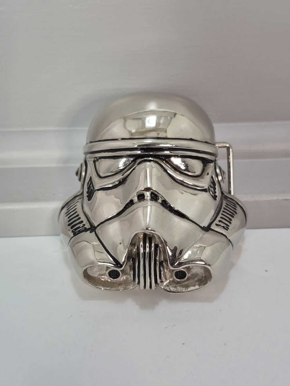 Polished Chrome  Stormtrooper Helmet Belt Buckle
